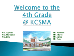 Welcome to the 5th Grade @ KCSMA