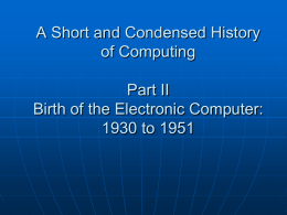Lecture 34: The History of Computation