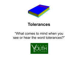 Tolerances - Utah Youth Village