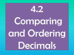 2.7 Comparing and Ordering Decimals