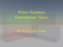 Prime Numbers Eratosthenes’ Sieve - 2July
