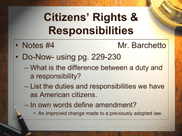 PowerPoint Presentation - The Bill of Rights The First 10