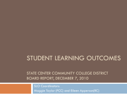 Student Learning Outcomes State Center Community College