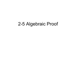 2-5 Algebraic Proof - Tamalpais Union High School District