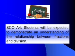SCO A4: Students will be expected to demonstrate an