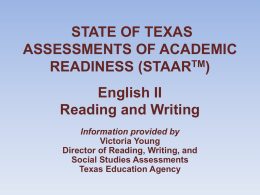 STATE OF TEXAS ASSESSMENTS OF ACADEMIC READINESS …
