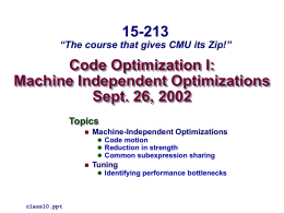 Code Optimization I