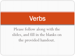 Verbs - North Bend Middle School