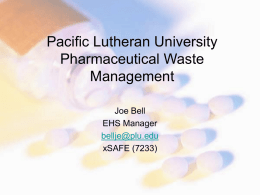 PLU Pharmaceutical Waste Management Training