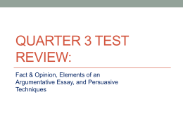 Quarter 3 Test Review: - Greenfield