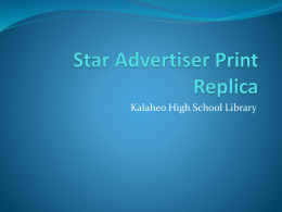 Star Advertiser Print Replica
