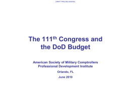The 111th Congress and the DoD Budget