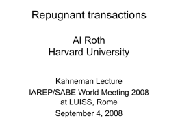Repugnant markets - Harvard University