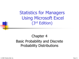 Statistics for Managers Using Microsoft Excel, 3/e