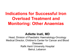 Indications for Successful Iron Overload Treatments and
