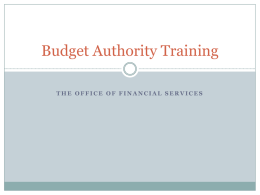 Budget Authority Training - The University of Texas at Tyler