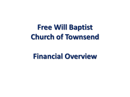 Free Will Baptist Church of Townsend Proposed 2010 Budget