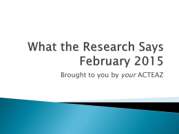 What the Research Says February 2015