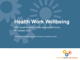 Health, work and wellbeing - HSE: Information about health