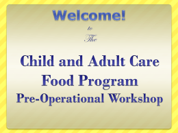 Child and Adult Care Food Program Pre