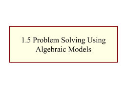 1.5 Problem Solving Using Algebraic Models