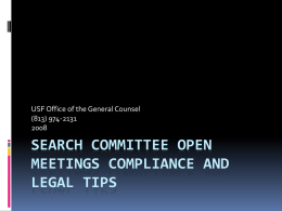 Search Committee Tips - University of South Florida