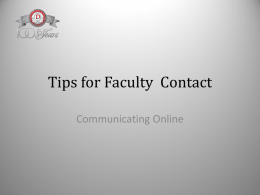Tips for Faculty Contact