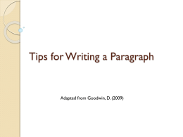 Tips for Writing a Paragraph