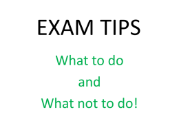 EXAM TIPS - South Wolds Academy