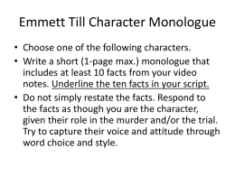 Emmett Till Character Monologue