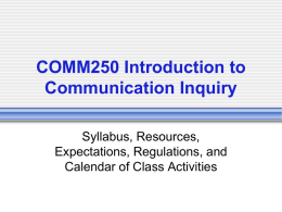 COMM250 Introduction to Communication Inquiry
