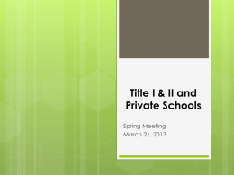TUSD Title I and Private Schools