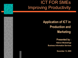 ICT FOR PRODUCTION - Tanzania Development Gateway