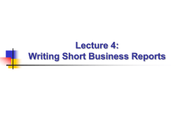 Lectures 2 & 3 Planning, Organizing, and Writing Business