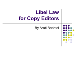 Libel, Privacy & Copyright for Copy Editors