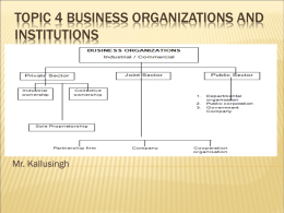 Topic 4 business organizations and institutions