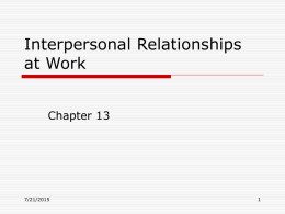 Interpersonal Relationships at Work