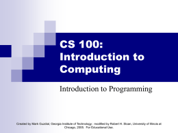 CS1315: Introduction to Media Computation