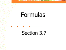Formulas and Functions