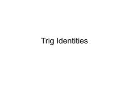 Trig Identities - Camden Central School District