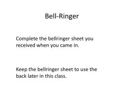 Bell-Ringer Friday, August 10th