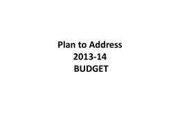 Plan to Address 2013