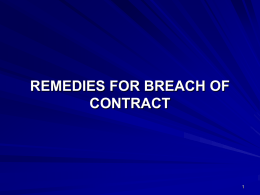REMEDIES FOR BREACH OF CONTRACT