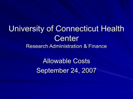 University of Connecticut Health Center Research Finance