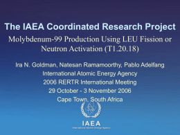 The IAEA Coordinated Research Project