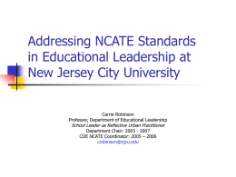 Addressing NCATE Standards in Advanced Programs at New