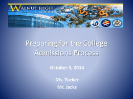 Preparing for the College/University Admissions Process