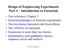 Design of Engineering Experiments Part 4 – Introduction to