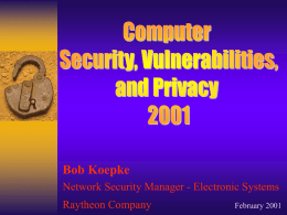 Computer Security, Vulnerabilities, and Privacy 2001