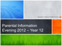 Parent’s Information Evening 2011 – Year 12